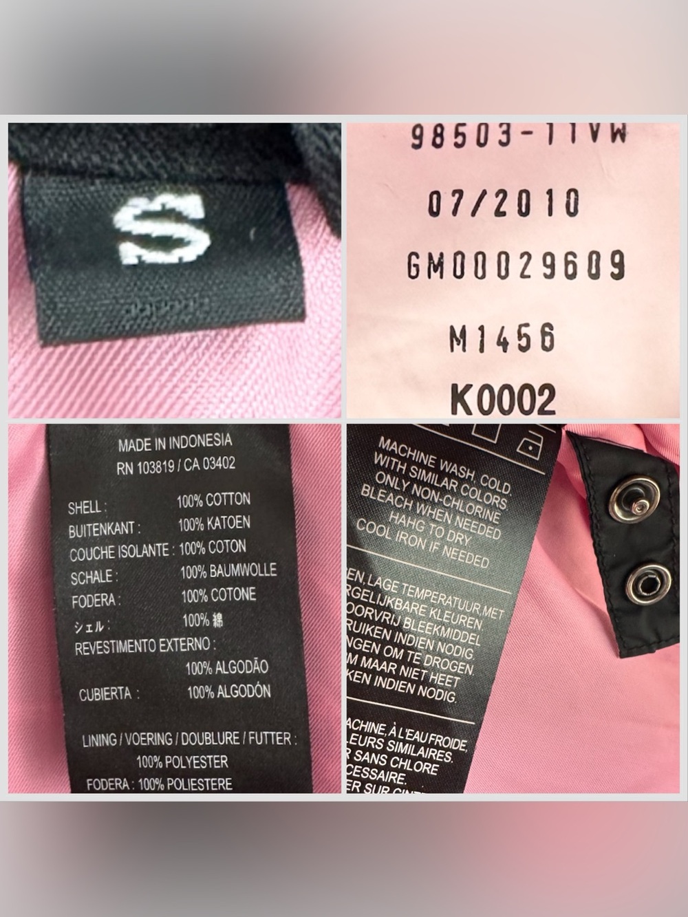 Harley-Davidson Black Cotton Side Lace Up Moto Jacket Pink Script Logo S - Picture 10 of 16